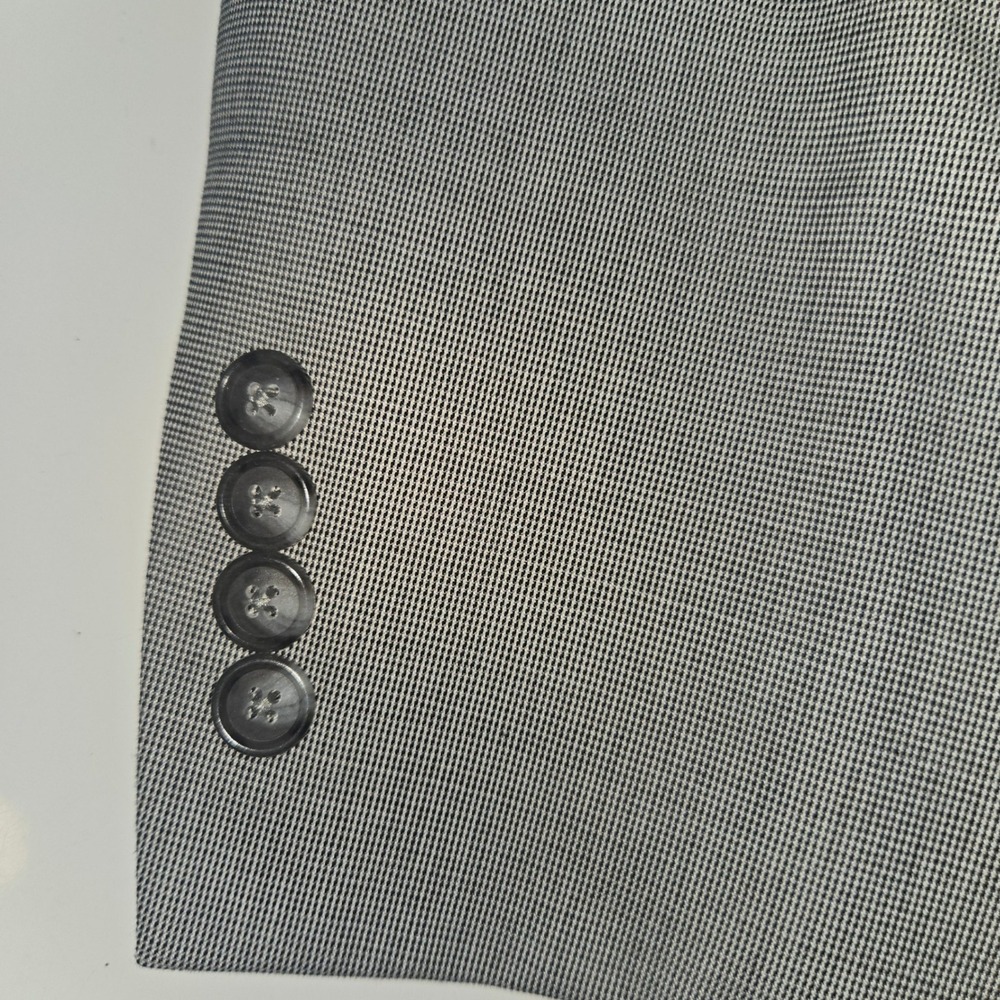 Jos. A. Bank Tailored Fit Grey Houndstooth Cotton Wool Blazer Sport Coat 42L - Picture 8 of 12